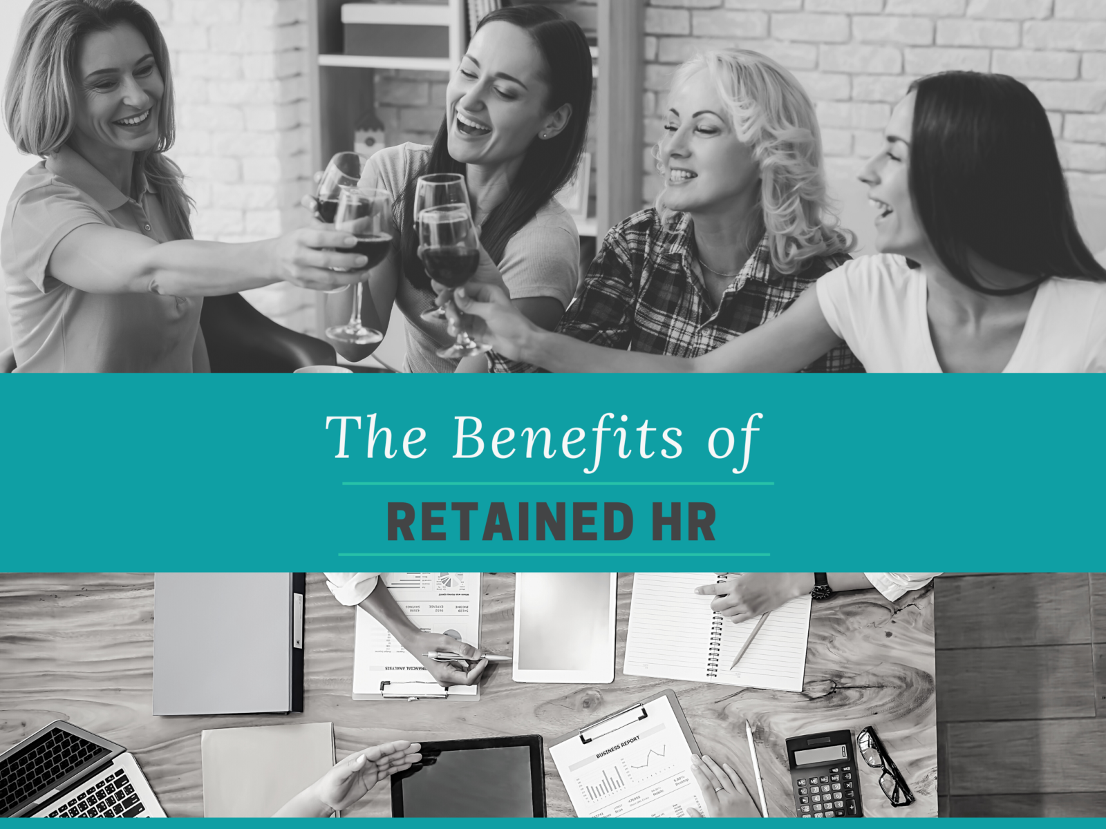 Four joyful women raise their glasses -celebrating their successful partnership and the positive outcomes they have achieved through Retained HR services with Jacquelyn Lloyd Consulting.
